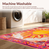 Ultra Soft Area Rug, Non Slip, Stain Resistant, Washable Area Rugs for Living Room, Bedroom, Joyful Bright Orange Patterned Accent(Orange)