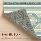 Blue Beige Country Charm Area Interlaced Oval Rustic Classic(Beige)