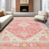 Ultra Soft Area Rug, Non Slip, Stain Resistant, Washable Area Rugs for Living Room, Bedroom, Contemporary Abstract Floral Arrangement(Pink)