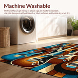 Ultra Soft Area Rug, Non Slip, Stain Resistant, Washable Area Rugs for Living Room, Bedroom, Modern Graphic Bass Guitar Imagery(Brown)