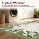 Ultra Soft Area Rug, Non Slip, Stain Resistant, Washable Area Rugs for Living Room, Bedroom, Cozy Rustic Foliage Style(Green)