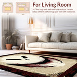 Ultra Soft Area Rug, Non Slip, Stain Resistant, Washable Area Rugs for Living Room, Bedroom, Rustic Halloween Themed Decor Piece(White)
