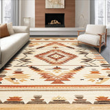 Ultra Soft Area Rug, Non Slip, Stain Resistant, Washable Area Rugs for Living Room, Bedroom, Boho Chic Area Beige and Brown Southwestern Inspired(Beige)