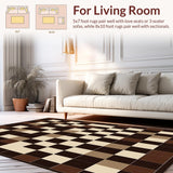 Ultra Soft Area Rug, Non Slip, Stain Resistant, Washable Area Rugs for Living Room, Bedroom, Elegant Brown Beige Area(Brown)