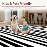 Ultra Soft Area Rug, Non Slip, Stain Resistant, Washable Area Rugs for Living Room, Bedroom, Modern Stripe Harmony Rug Minimalist Lines Contrasting Bands Contemporary Decor(Gray)