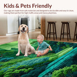 Ultra Soft Area Rug, Non Slip, Stain Resistant, Washable Area Rugs for Living Room, Bedroom, Vibrant Nature-Inspired Shag Elements(Green)