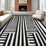 Ultra Soft Area Rug, Non Slip, Stain Resistant, Washable Area Rugs for Living Room, Bedroom, Trendy Striped Indoor Outdoor Doormat Rug for Modern Farmhouse Aesthetics(Black)