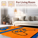 Ultra Soft Area Rug, Non Slip, Stain Resistant, Washable Area Rugs for Living Room, Bedroom, Futuristic Abstract Controller Theme(Orange)
