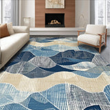 Ultra Soft Area Rug, Non Slip, Stain Resistant, Washable Area Rugs for Living Room, Bedroom, Rustic Textured Natural Tones(Blue)