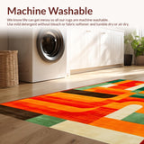 Ultra Soft Area Rug, Non Slip, Stain Resistant, Washable Area Rugs for Living Room, Bedroom, Dynamic Earth Tone Geometric Visual(Orange)