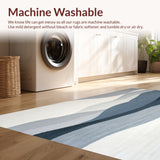 Ultra Soft Area Rug, Non Slip, Stain Resistant, Washable Area Rugs for Living Room, Bedroom, Modern Wavy Stripe Area Rug with Abstract Grey and Blue Flowing Lines(Gray)