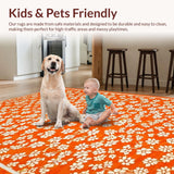 Ultra Soft Area Rug, Non Slip, Stain Resistant, Washable Area Rugs for Living Room, Bedroom, Artful Cheerful Botanical Print(Orange)