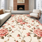Ultra Soft Area Rug, Non Slip, Stain Resistant, Washable Area Rugs for Living Room, Bedroom, Rustic Earthy Rose Pattern(Beige)