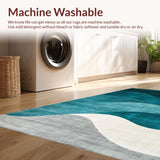 Ultra Soft Area Rug, Non Slip, Stain Resistant, Washable Area Rugs for Living Room, Bedroom, Elegant Modern Grey Swirls(Blue)