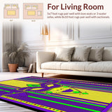 Ultra Soft Area Rug, Non Slip, Stain Resistant, Washable Area Rugs for Living Room, Bedroom, Elegant Masquerade Festivity Theme(Purple)