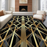 Ultra Soft Area Rug, Non Slip, Stain Resistant, Washable Area Rugs for Living Room, Bedroom, Art Deco Golden Scales Motif(Black)