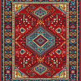 Ultra Soft Area Rug, Non Slip, Stain Resistant, Washable Area Rugs for Living Room, Bedroom, Rustic Colorful Geometric Motif(Red)