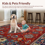 Ultra Soft Area Rug, Non Slip, Stain Resistant, Washable Area Rugs for Living Room, Bedroom, Vibrant Ethnic Braided Texture(Red)