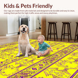 Ultra Soft Area Rug, Non Slip, Stain Resistant, Washable Area Rugs for Living Room, Bedroom, Rustic Earth Tone Festivity Theme(Yellow)