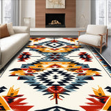 Ultra Soft Area Rug, Non Slip, Stain Resistant, Washable Area Rugs for Living Room, Bedroom, Southwestern Ivory Bathroom Rug with Non-Slip Backing(Red)