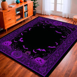 Ultra Soft Area Rug, Non Slip, Stain Resistant, Washable Area Rugs for Living Room, Bedroom, Spooky Bat Wing Coffin Rug With Enchanted Macabre Detailing(Purple)