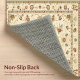 Ultra Soft Area Rug, Non Slip, Stain Resistant, Washable Area Rugs for Living Room, Bedroom, Beige Floral Runner for Kitchen and Hallway(Beige)