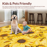 Ultra Soft Area Rug, Non Slip, Stain Resistant, Washable Area Rugs for Living Room, Bedroom, Nature-Inspired Playful Floral Motif(Yellow)