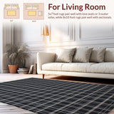 Ultra Soft Area Rug, Non Slip, Stain Resistant, Washable Area Rugs for Living Room, Bedroom, Sleek Monochrome Geometric Texture(Black)