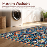 Ultra Soft Area Rug, Non Slip, Stain Resistant, Washable Area Rugs for Living Room, Bedroom, Dynamic Color Splash Medallion Style(Blue)