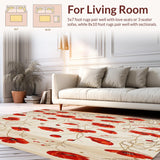 Garden Bloom Reversible Area Poppy & Light Beige Patio Floral(Red)