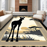 Ultra Soft Area Rug, Non Slip, Stain Resistant, Washable Area Rugs for Living Room, Bedroom, Wildlife-Inspired Ethnic Striped Aesthetic(Black)