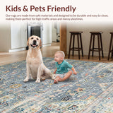 Ultra Soft Area Rug, Non Slip, Stain Resistant, Washable Area Rugs for Living Room, Bedroom, Sophisticated Low-Profile Geometric Design(Gray)
