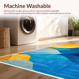 Ultra Soft Area Rug, Non Slip, Stain Resistant, Washable Area Rugs for Living Room, Bedroom, Dynamic Color-Blocked Modern Aesthetic(Blue)
