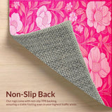 Ultra Soft Area Rug, Non Slip, Stain Resistant, Washable Area Rugs for Living Room, Bedroom, Stylish Plush Diamond Motif(Pink)