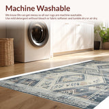 Ultra Soft Area Rug, Non Slip, Stain Resistant, Washable Area Rugs for Living Room, Bedroom, Chic Neutral Tiled Patterns(Gray)