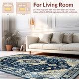 Ultra Soft Area Rug, Non Slip, Stain Resistant, Washable Area Rugs for Living Room, Bedroom, Rustic Textured Abstract Motif(Blue)