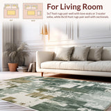Ultra Soft Area Rug, Non Slip, Stain Resistant, Washable Area Rugs for Living Room, Bedroom, Contemporary Green Abstract Living Room Rug(Gray)