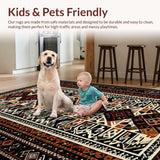 Ultra Soft Area Rug, Non Slip, Stain Resistant, Washable Area Rugs for Living Room, Bedroom, Vibrant Earth Tones with Tribal Motifs(Brown)