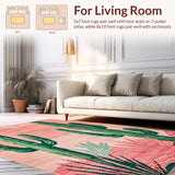 Ultra Soft Area Rug, Non Slip, Stain Resistant, Washable Area Rugs for Living Room, Bedroom, Contemporary Lively Cactus Print(Pink)