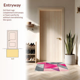 Ultra Soft Area Rug, Non Slip, Stain Resistant, Washable Area Rugs for Living Room, Bedroom, Geometric Pink Grey Plush Nursery Carpet(Pink)