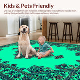 Ultra Soft Area Rug, Non Slip, Stain Resistant, Washable Area Rugs for Living Room, Bedroom, Boho Turquoise Bedroom Area Rug for High Traffic(Green)