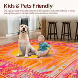 Ultra Soft Area Rug, Non Slip, Stain Resistant, Washable Area Rugs for Living Room, Bedroom, Unique Soft Abstract Rainbow Theme(Orange)