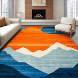 Ultra Soft Area Rug, Non Slip, Stain Resistant, Washable Area Rugs for Living Room, Bedroom, Vivid Colorful Organic Shapes(Orange)