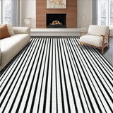 Ultra Soft Area Rug, Non Slip, Stain Resistant, Washable Area Rugs for Living Room, Bedroom, Elegant Monochrome Striped Woven Contemporary Decor Rug(Black)