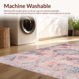 Ultra Soft Area Rug, Non Slip, Stain Resistant, Washable Area Rugs for Living Room, Bedroom, Luxurious Watercolor Floral Theme(Pink)