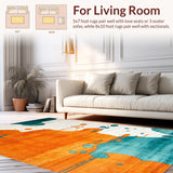 Ultra Soft Area Rug, Non Slip, Stain Resistant, Washable Area Rugs for Living Room, Bedroom, Radiant Contemporary Color Palette(Orange)