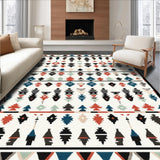 Ultra Soft Area Rug, Non Slip, Stain Resistant, Washable Area Rugs for Living Room, Bedroom, Rustic Tasseled Graphic Pattern(Red)