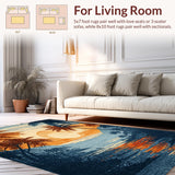 Ultra Soft Area Rug, Non Slip, Stain Resistant, Washable Area Rugs for Living Room, Bedroom, Beachside Coconut Tree Rug: Tropical Paradise Area Rug(Orange)