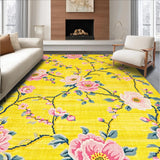 Ultra Soft Area Rug, Non Slip, Stain Resistant, Washable Area Rugs for Living Room, Bedroom, Whimsical Bright Floral Aesthetic(Yellow)