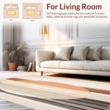 Ultra Soft Area Rug, Non Slip, Stain Resistant, Washable Area Rugs for Living Room, Bedroom, Elegant Round with Interwoven Stripes and Texture(Beige)
